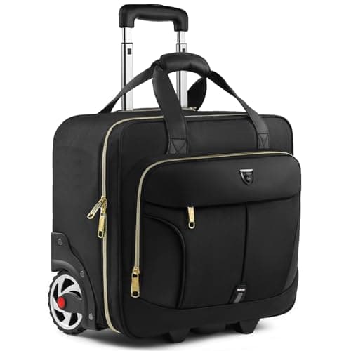 RUCYEN Rolling Laptop Bag,Rolling Briefcase for Men & Women,Laptop Briefcase on Wheels,Carry On Bag for Business Travel (Golden)