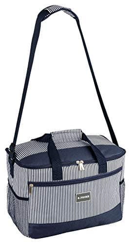 B.PRIME Large 20 litres Insulated Cool Bag - 36 x 26 x 22 cm - Lunch Cooler Bag - Insulated Lunch Bag - Navy Blue/White Striped — view 2