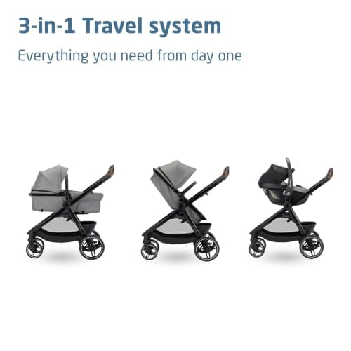 Maxi Cosi Zelia Select Trio, Baby Stroller 3 in 1 with Car Seat, 0-4 Years (0-22 kg), One-Hand Fold, Compact and Reversible Pushchair Travel System, with CabrioFix S i-Size Baby Car Seat, Grey — view 2
