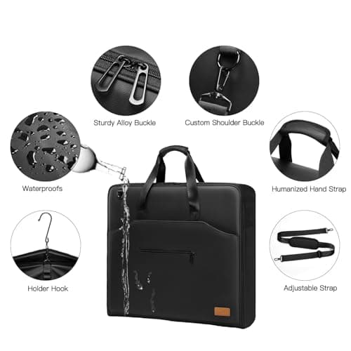 Garment Bags for Travel,Moulyan Carry on Garment Bags for Hanging Clothes Travel,Waterproof Suit Bag with Straps for Men Women Black — view 3