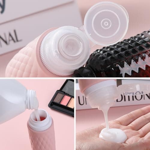 kuangre 8 Pack Travel Bottles for Toiletries - 3 OZ / 90 ML, | Leak Proof Silicone Containers with Clear Bag, Travel Size Toiletries for Lotions, Creams, Foundation, Shampoo, body wash and More | — view 2