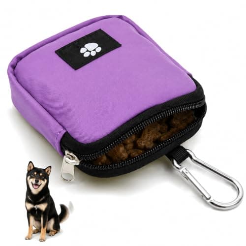 Waterproof Dog Training Pouch with Spill-Proof Zip Closure - Lightweight Foldable Waist Bag for Outdoor Pet Treats and Snacks Storage, Durable Adjustable Belt and Carabiner for Hands-Free Carrying