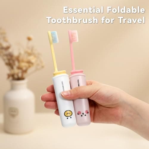 QFGasre 2 Pcs Folding Toothbrush Travel Toothbrushes with Case for Adults — view 5