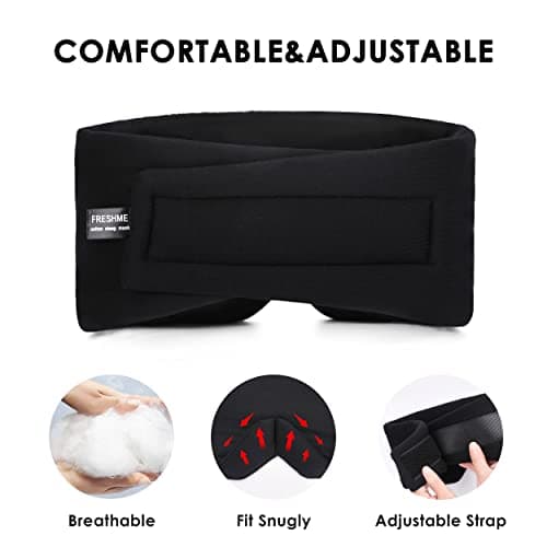 FRESHME Sleep Mask Blackout Black Handmade Cotton Sleep Mask for Women Men — view 3