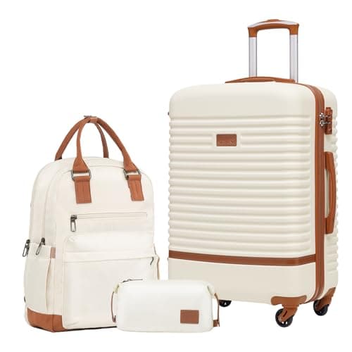 COOLIFE Suitcase Set, 3 Piece Luggage Sets with Travel Backpack & Wash Bag