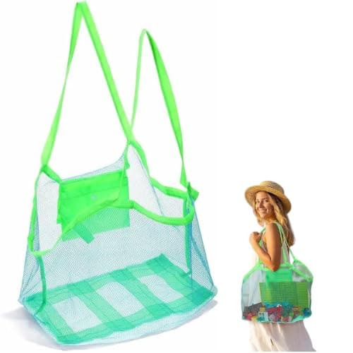 Crownflux Large Mesh Beach Bag for Women, Foldable Beach Tote Bag