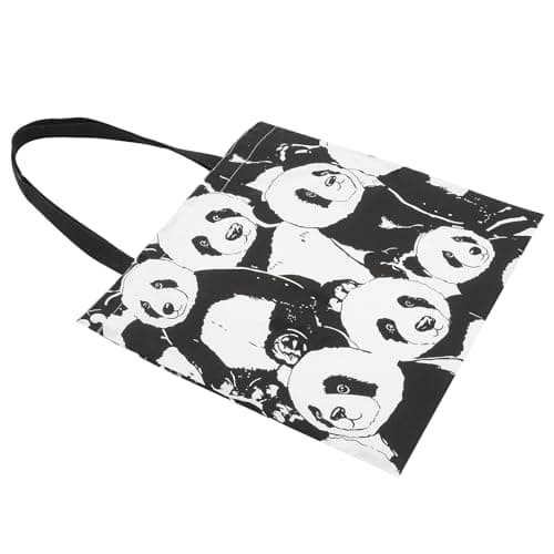 Hoement Large Capacity Canvas Tote Bag with Panda Design Double Layers Casual Shoulder Shopper Suitable for Grocery Shopping and Travel Assorted style