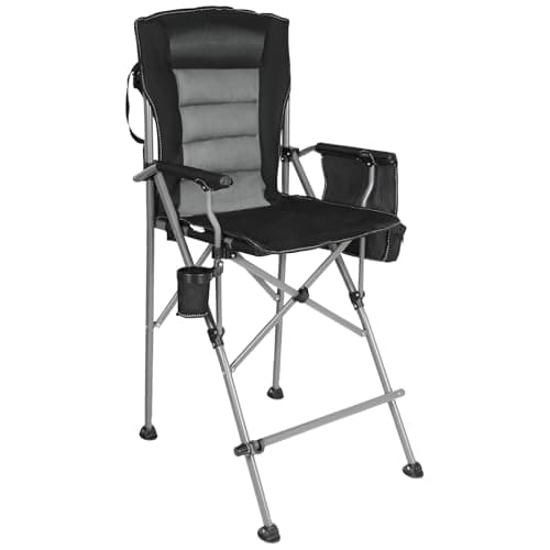 REDCAMP Tall Folding Directors Chair with Footrest, 300 lb Capacity，Black