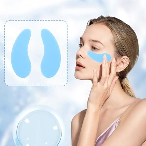 14 Pcs Under Eye Mask Set, Gel Patches, Cooling Eye Mask, Reusable Eye Patches, Silicone Eyepads, Travel Skincare Set for Eye Relaxation and Fatigue Relief, Blue — view 2