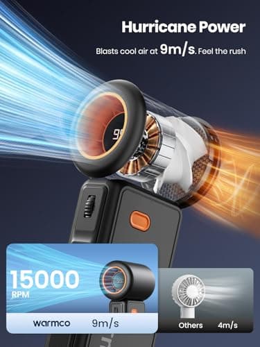 Warmco H1 Portable Handheld Fan 5000mAh with 1-100 Speeds — view 2