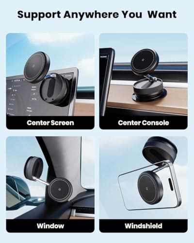 MiiKARE 2025 Upgraded Magnetic Phone Holder 360° Rotating Vacuum Magnetic Car Phone Holder for Magsafe,Adjustable&Foldable Magnets Car Phone Mount for Cars/Gym/Mirror/Shower for iPhone&Android,Black — view 5