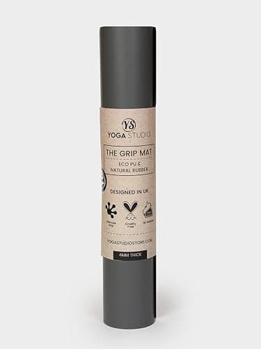 Yoga Studio The Grip Alignment Mat 4mm - 183cm x 61cm | Non-Slip Base | Moisture-Absorbing | Thick Latex-Free (Charcoal) — view 6