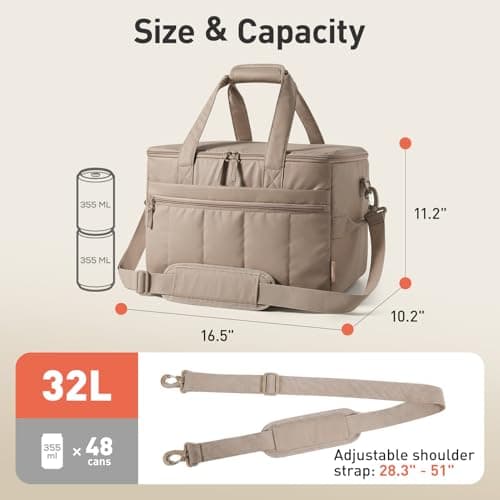 TOURIT Puffer Cooler Bag 48 Cans/32L 12h Insulated 100% Leakproof for Beach — view 6