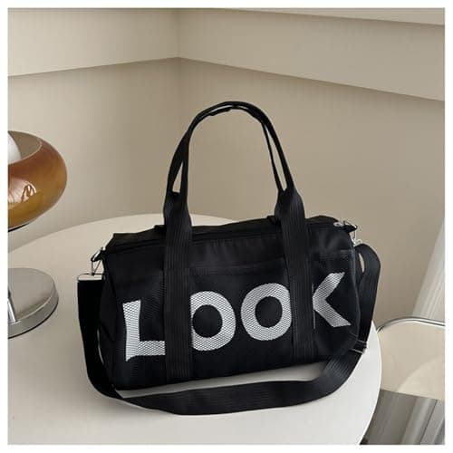Small Gym Bag, Gym Bag, Small Holdall, Overnight Travel Weekend Holdall Bags Fitness Handbag for Swim Yoga Workout, Water Resistant Carry On Bag Sport Travel Training Journey (Black) — view 4