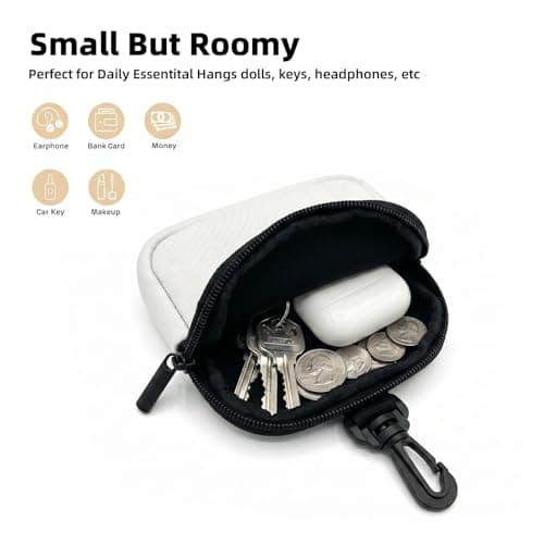 Mini Pouch with Carabiner, Neoprene Travel Makeup Bag with Zipper Tool Storage Pouch Wine Bottle Corks Grapes Coin Purse Portable Earbud Case Waterproof Card Holder Wallet for Women Men — view 4