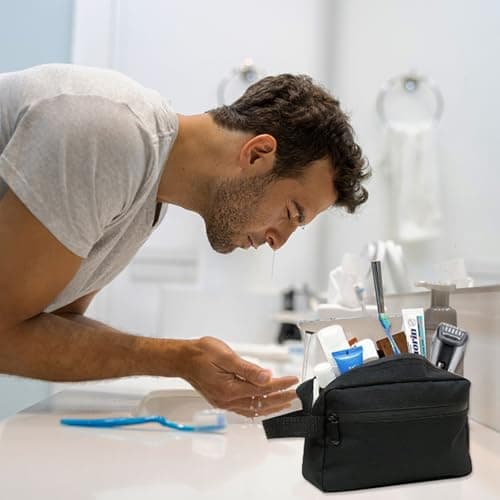 BDSHUNBF 2 Pcs Men's Wash Bags - Travel Friendly Washbags for Men - Black Small Men's Toiletry Bag for Traveling and Everyday Use — view 6