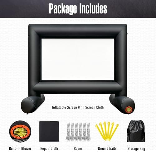 Sewinfla 12Ft Outdoor Inflatable Movie Projector Screen with Built-in Fan Supports Front and Rear Projection, Blow Up Movie Screen for Party, Easy to Set Up — view 4