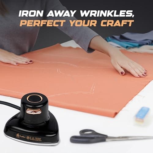 Econour Travel Mini Steam Iron for Clothes, Crafting, Quilting & Sewing - Portable Handheld Steamer With Safety Gloves and Storage Pouch — view 2