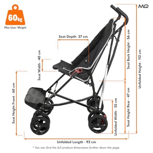MobiQuip XL Carbon Stroller, Black - for Older Children up to 60kg — view 2