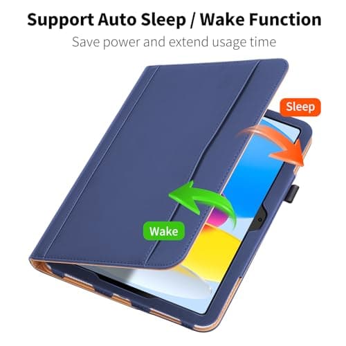 DAORANGE Case for iPad (A16) 11th Generation 11 Inch 2025, iPad 10th Generation 10.9 Inch 2022, PU-Leather Cover with Pencil Holder, Multi-Angle Stand, Document Pocket and Auto Sleep/Wake (NavyBlue) — view 3
