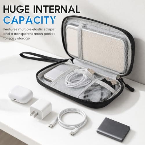 Anihet Electronics Accessories Organiser, Waterproof Travel Cable Bag Portable Essentials Organizer for Charging Cable, Flash Drive, Power Bank, USB(Black) — view 5