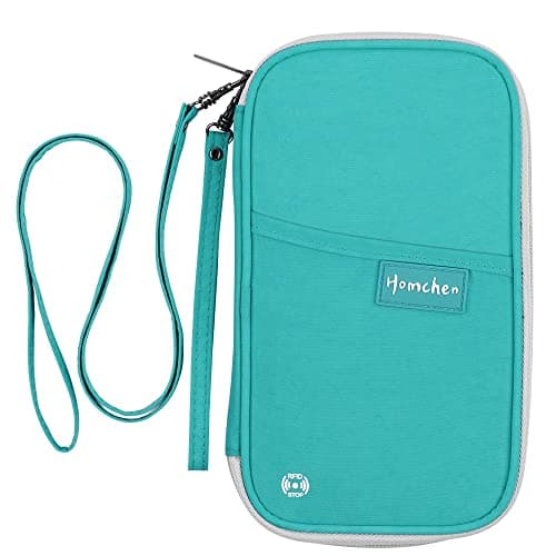 homchen RFID Blocking Travel Passport Wallet Holder, Document Organiser Case Credit Card Holders for Men and Women (RFID Lake Green)