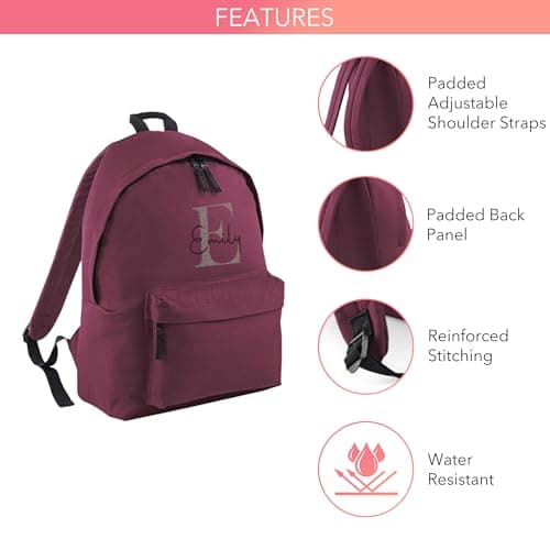 Print Maniacs Personalised Backpack for Kids Back to School 18 Litres Rucksack with Name Ideal for Boys, Girls, Toddlers,and Primary School Students Perfect School Bag Burgundy — view 4