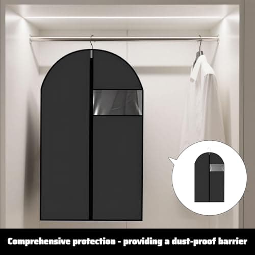 2 PCS Suit Covers for Men,Foldable Dress Bags,Suit Carriers for Men with Clear Window Black Zipper,Reusable Clothes Covers for Dress,Coat,Jacket,Pullover(60 * 100 cm) — view 6
