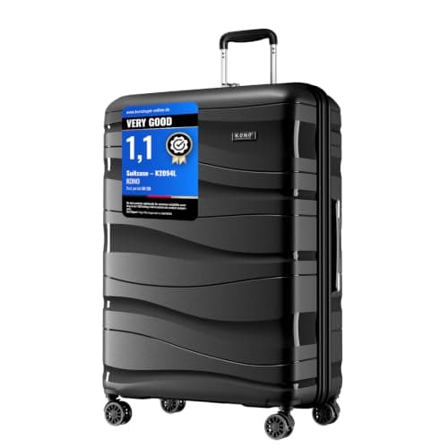 Kono 28 Inch Large Suitcase, Lightweight Hard Shell Luggage, Black