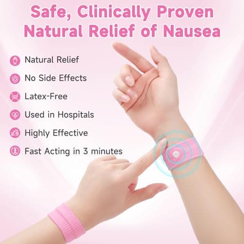 MEIYYJ Travel Sickness Bands Adult Motion Sickness Bands for Kids Cruise Travel Essentials Anti Sickness Wristbands for Pregnancy Women, 2 Pairs (Pink,Blue) — view 2