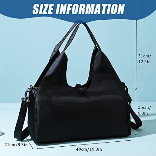 GLGHMH Gym Bag Womens, Yoga Mat Bag Sport Travel Bag with 2pcs Shoes Compartment, Waterproof Sports Gym Bag for Sport Travel Hiking (Black) — view 2