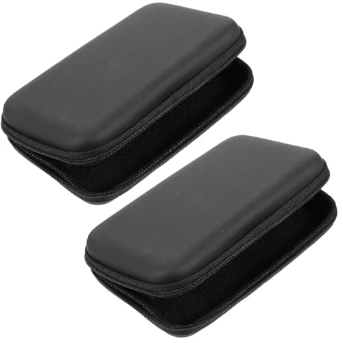 HYTROVE 2pcs Travel Organizer Bags for Power Bank and Memory Cards, Eva Material Multi-partition Design, Multiple Pockets and Mesh Pocket, Improved Portability and Protection Black