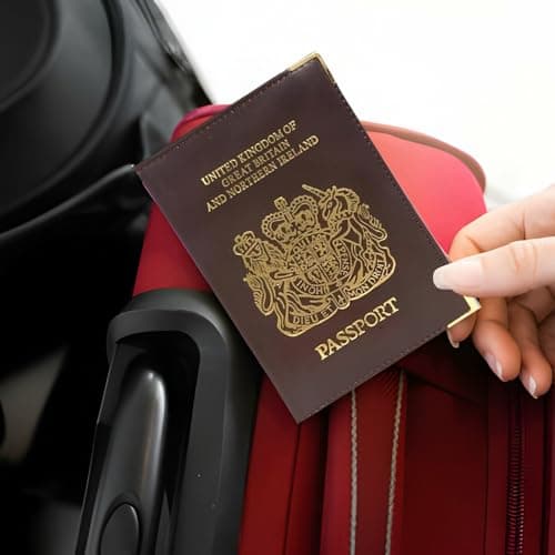 BML British Passport Holder Cover PU Leather Travel Wallet UK Passport Protector Case Slim Travel Document Holder with Metal Corners for Men Women Holiday Travel Accessories (Brown) — view 5
