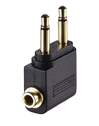 Airplane Headphone/Earphone Socket Adaptor - Gold Plated 3.5mm Mono Jack Plugs to 3.5mm Stereo Jack Socket - Compatible with Sony, Bose, Beats, Apple, JVC, Sennheiser, Panasonic, Betron and more