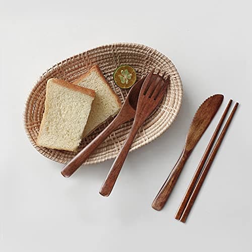 YFWOOD Wooden Cutlery Set, 4PCS Wooden Travel Cutlery, Spoons Forks Set — view 5