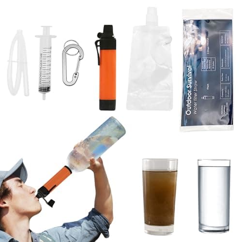 5 Pack Personal Filter Straws for Hiking, Camping, Travel, Water Straws for Water Purification Emergency Water Straw (Yellow)