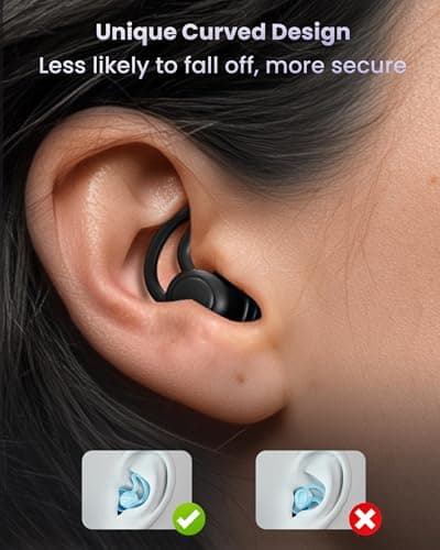 Ear Plugs for Sleep, Noise Cancelling Ear-Plugs Reusable Soft Silicone Earplugs for Sleeping, Snoring Partner, Travel, Deep Focus, Side Sleepers, Work & Studying, Comfortable,Black 2Pairs — view 4