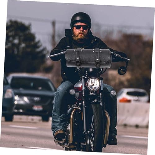 Faux Leather Motorcycle Tail Bag for Cruiser, Large Capacity Black Storage — view 4
