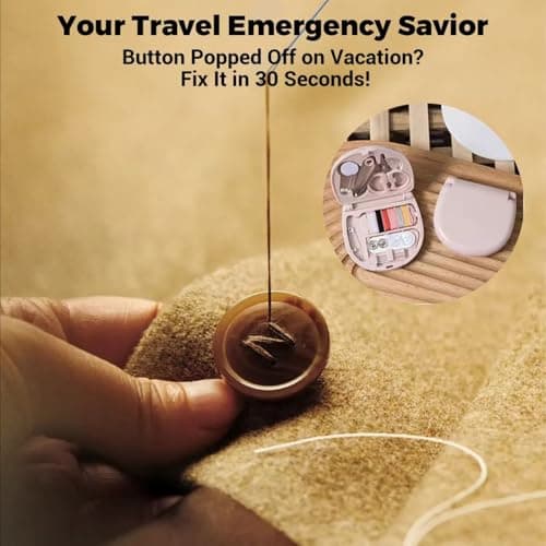 1 Pack Travel Sewing Kit, Portable Mini Sewing Kit with Needles, Threads, Scissors & Repair Tools, Compact Emergency Sewing Set in Pink Case for Home and Travel Use — view 4