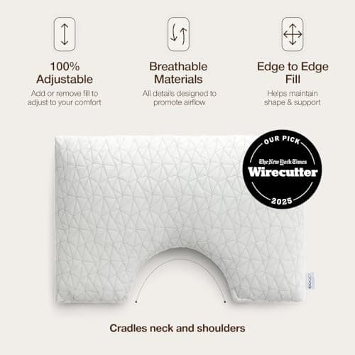 Coop Home Goods Original Cut-Out Adjustable Pillow, Queen Size Bed Pillows for Neck & Head Support, Memory Foam Pillows - Medium Firm for Side Sleeper, CertiPUR-US/GREENGUARD Gold — view 5