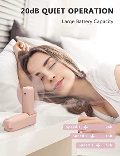 LETSCOL Handheld Mini Fan, 3 in 1 Hand Held Cooling Device, Portable and Personal with Power Bank & Flashlight, Foldable for Travel, Desk, Makeup (Pink) — view 3