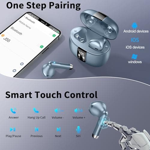 Drsaec Wireless Earbuds, NEW Wireless Headphones with 4 ENC Mic Dark Grey — view 6
