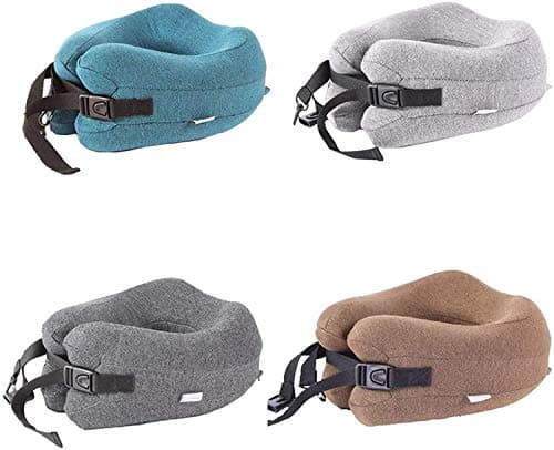 Adwnjsw Neck Pillow Sleep Kit - 100% Memory Foam Travel Pillow, Compact Carry Bag, U-Shaped Airplane Car Flight Pillow, Breathable and Comfortable 360-Degree Head Support (Color : Blue) (Brown) — view 6