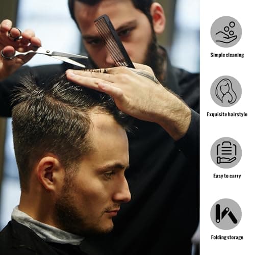 OVBOVA Texture Comb & Wide Tooth Comb Set, 2-Piece Folding Portable Hair Styling Tools for Voluminous Roots & Curls Care, for Men & Women Travel Grooming — view 4