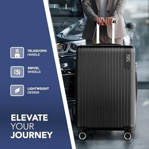 LUGG 28 Inch Vacay Suitcase, ABS Luggage with TSA Indent Lock, Aluminium Trolley Handle, 360° Spinner Wheels, Water-Resistant & Durable Material, Airline Compatible (75 x 30 x 49cm), 1 Year Warranty — view 3