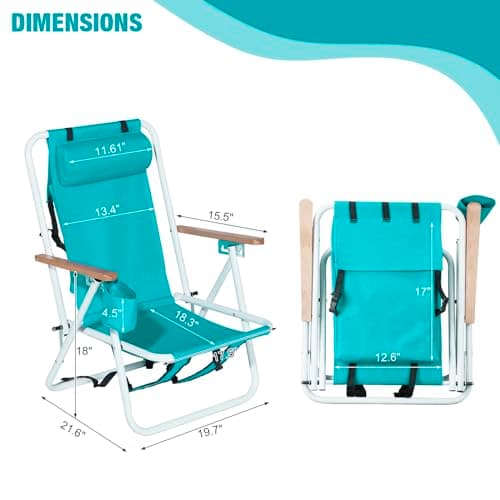 Bonnlo Folding Beach Chairs Set of 2, Portable Low Beach Chairs for Adults — view 3