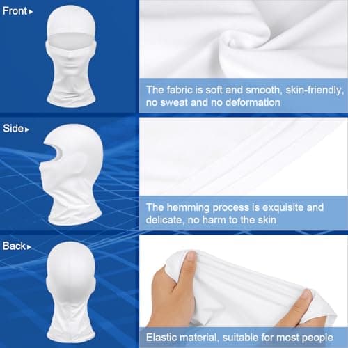 DiULi Balaclava Ski Face Mask, White Ski Mask UV Protector Scarf — view 3