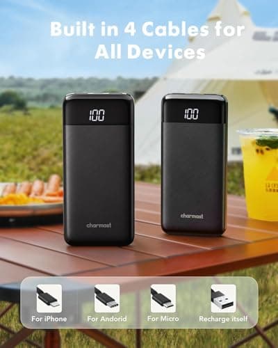Charmast Power Bank with Built in Cables X 4, 10000mAh Portable Charger — view 2