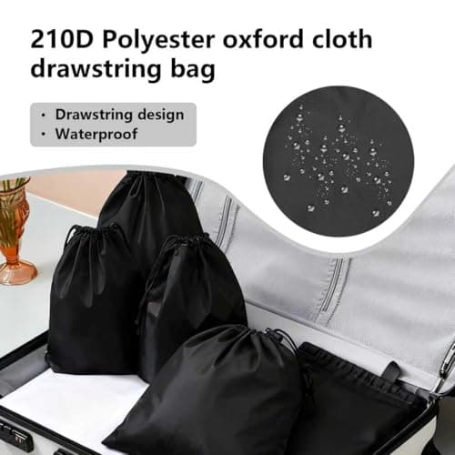 Black Cotton Drawstring Bag Small Storage Pouch 6Pack Set – Natural Fabric Drawstring Bags for Travel Organization Multi-Purpose Soft Storage Pouch for Shoes Eco-Friendly Cotton Stuff Bag — view 4