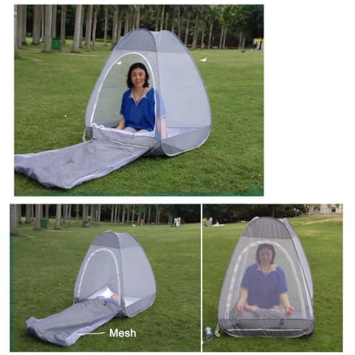 Jotekonoby Meditation Tent, Portable Pop-Up Shelter With Mesh Net For Insectss, Oxford Fabric Sit-in Cabin For Camping Hiking Yoga, Grey Or Orange(Grey) — view 4